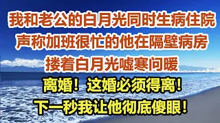 我和老公的白月光同时生病住院，声称加班很忙的他在隔壁病房，搂着白月光嘘寒问暖，离婚！这婚必须得离！下一秒我让他彻底傻眼！#中老年幸福人生#幸福生活#幸福人生#中老年生活#為人處世#生活經驗#情感故事