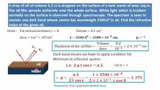 Numerical problems based on thin film of uniform thickness