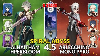 Spiral Abyss│Alhaitham Hyperbloom & Arlecchino Mono Pyro| Floor 12 - 9 Stars | Genshin Impact