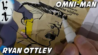 Ryan Ottley sketching and Omni-Man from Invincible