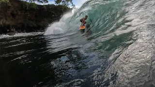 Hawaii groms surf super shallow mini slab RAW