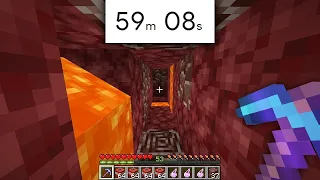 Mining In A Straight Line For 1 Hour In The Nether !!!