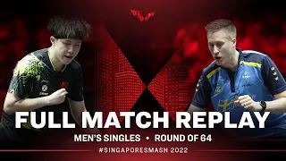 FULL MATCH | FALCK Mattias (SWE) vs WANG Chuqin (CHN) | MS R64 | #SingaporeSmash 2022