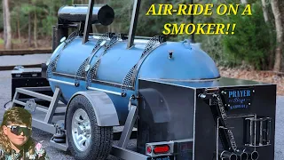 AIR-BAGGED 500 gallon offset smoker trailer!!!!