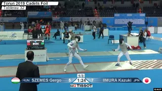 2019 238 T32 08 M F Individual Cadets Torun POL WCH RED SZEMES HUN vs IIMURA  JPN