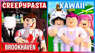 MUNDO CREEPYPASTA VS MUNDO KAWAII en BROOKHAVEN - Roblox YoSoyLoki