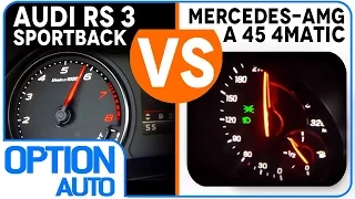 ★ 0-200 km/h • Audi RS3 Sportback 367hp vs Mercedes-AMG A45 381hp (Option Auto)