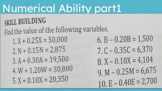 Numerical Ability Worksheet: Finding the Old Value X + 0.25X = 50,000 | Part1