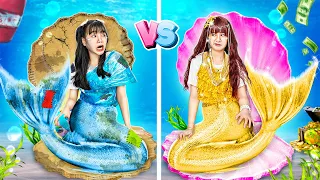 Rich Mermaid Vs Broke Mermaid! Mermaid Makeover Challenge! - Funny Stories About Baby Doll Family