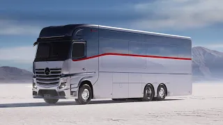 Largest RV in the world 2023: 4* design hotel motorhome Dembell 2023. Slideouts and car garage.