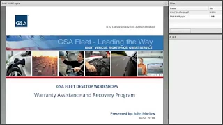 GSA Fleet Desktop Workshop: Warranty Assistance and Recovery Program