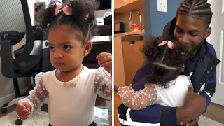 Little girl has priceless reaction to dad's new haircut #Shorts