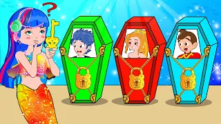 Mermaid Princess Solves The Mystery Challenge of Keys - Hilarious Cartoon Animation