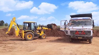 JCB 3dx Backhoe Fully Loading Mud with Tata 2518 Truck For Home Construction