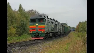 2ТЭ10М 2853 с грузовым поездом, перегон Узловая-II - Узловая-I