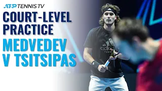 Daniil Medvedev vs Stefanos Tsitsipas Practice at Court-Level | Nitto ATP Finals 2021