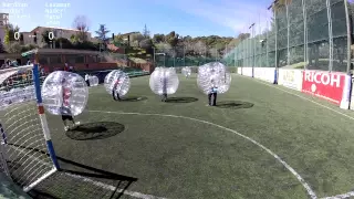 Hilarious zorb American football match in Barcelona