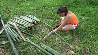 Build outdoor swimming bath from bamboo - Solo bushcraft, Survival alone in the forest Ep.18