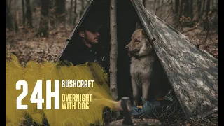 24H Bushcraft Overnight with Dog - Regen, Hagel, Schnee und Wind!