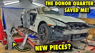 Rebuilding A 1000hp Nissan GT-R From Auction! (Part 5) DONOR QUARTER PANEL TO THE RESCUE!!