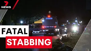 Police hunting for armed person responsible for fatal stabbing of man in Brisbane | 7 News Australia