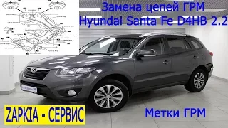 Changing the chains Hyundai Santa Fe 2.2 D4HB timing marks