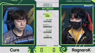 [2021 GSL S2] Code A Day2 Match3 Cure vs RagnaroK