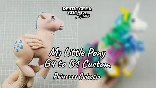 My Little Pony Custom Princess Celestia G1 (Lofi + Rain + Crafts) Sculpt Paint Rehair OOAK OC MLP G4