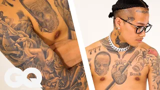 BAD HOP Vingo Breaks Down His Tattoos | Tattoo Tour | GQ JAPAN