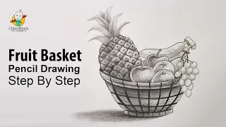 Fruit Basket Drawing Step By Step with Pencil Shading Still Life Tutorial YouTube Video