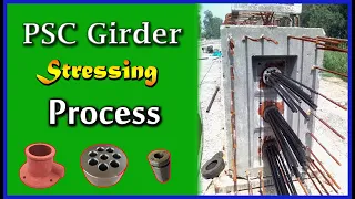 PSC Girder Post Tensioning | PSC Girder Cable Stressing | Civil Construction #civilengineering