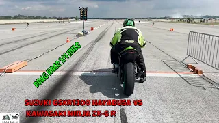 SUZUKI GSXR1300 Hayabusa vs Kawasaki Ninja ZX-6 R motorcycle drag racing 1/4 mile 🏍🚦 - 4K UHD