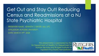 PREP Webinar: Reducing Census and Readmissions at a NJ State Psychiatric Hospital.