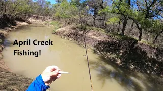 Bank fishing a tiny muddy creek in April with a mini fluke! 2022!