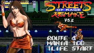 Streets of Rage Remake V5.2 - SOR2 Blaze - Route 4 (Mania) 1CC - 1 Life Start