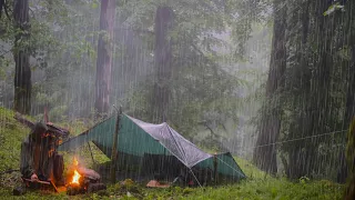 Camping in a thunderstorm - Heavy Rain, thunder