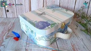 MALETA DECOUPAGE con EFECTO EMPOLVADO sobre MADERA