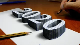 How to Draw 2020, 3D Drawing Trick Art On Line Paper