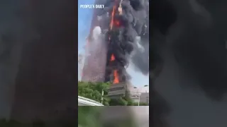 A major fire engulfed a 42-story skyscraper in Changsha, C China's Hunan on Sep 16