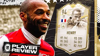 ICON MOMENTS HENRY PLAYER REVIEW | 94 ICON MOMENTS HENRY REVIEW | FIFA 21 Ultimate Team
