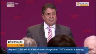 LTW Bayern: Sigmar Gabriel (SPD) zur ersten Hochrechnung am 15.09.2013