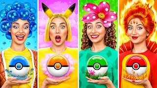 Oheň Dívka, Voda Dívka, Vlasy Dívka a Země Dívka Pokémon v Reálném Životě | Bláznivá Výzva Jelly DO