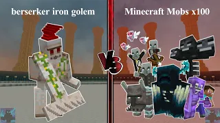 Can Berserker Iron Golem defeat every 100 Mobs in Minecraft Mob Battle?