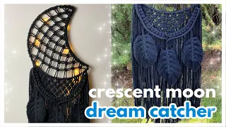 Macrame Moon Dreamcatcher (with Feathers) Tutorial
