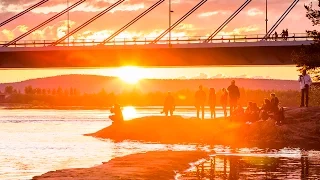 City life under the Midnight Sun in Rovaniemi, Lapland, Finland