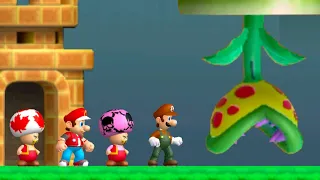 New Super Mario Bros. Wii (Hack) – 4 Player (Co-Op) World 1 | ANDY AFROS Custom Collection