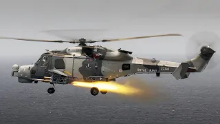 Royal Navy Wildcat helicopter fires the first operational Martlet missile