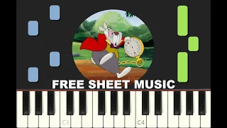 piano tutorial "I'M LATE" from Alice in Wonderland, Disney, 1951, with free sheet music (pdf)