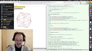 JavaScript+SVG live coding+tutorial. creating polyhedron real-time rotation from scratch