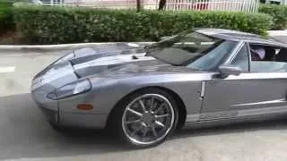 Ford GT taking off down the street in Miami